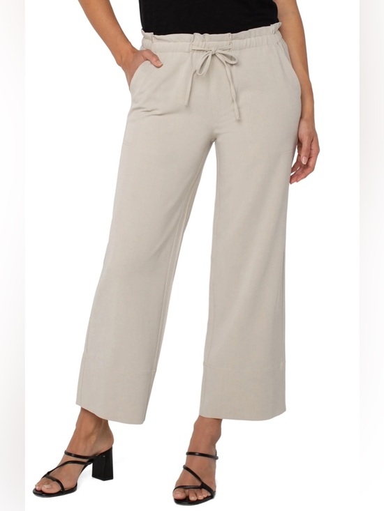 Liverpool Pants - Liverpool Pull On Tie Waist Wide Leg Ankle Crop Pants Sandalwood Tan Medium